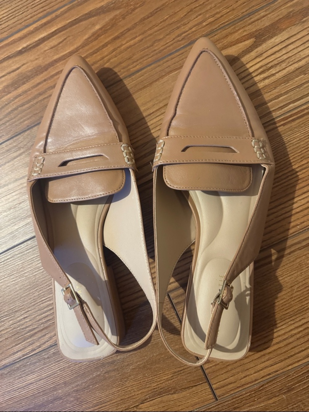 Kelly & Katie Tan Pointed Slingback Loafers